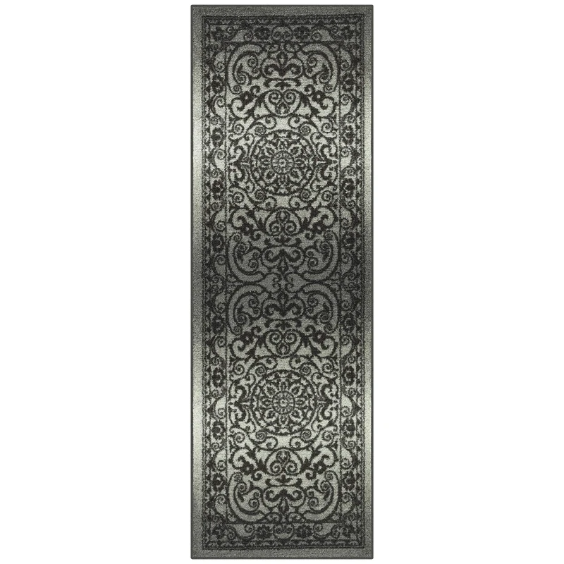 Maples Rugs Pelham Vintage Runner Rug Non Slip Washable Hallway Entry Carpet [Made in USA], 2 x 6, Grey Tonal - Image 1