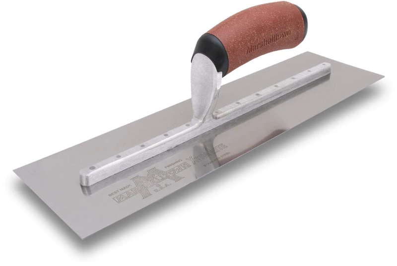 MARSHALLTOWN MXS13SSDC Finishing Trowel – 13" x 5" Bright Stainless Steel Blade, Lightweight Xtralite® Mounting, DuraCork® Handle, Pro Plastering & Drywall Tool