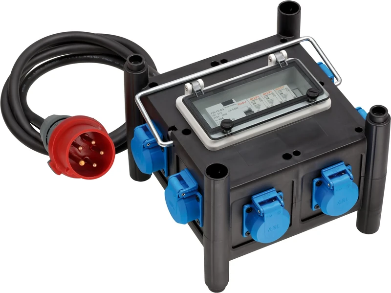 Brennenstuhl Compact Rubber Power Distributor with Certified Circuit Breaker (2 m Cable, 7x 230 V/16 A, Construction Site Use and Continuous Outdoor Use, Made in Germany)