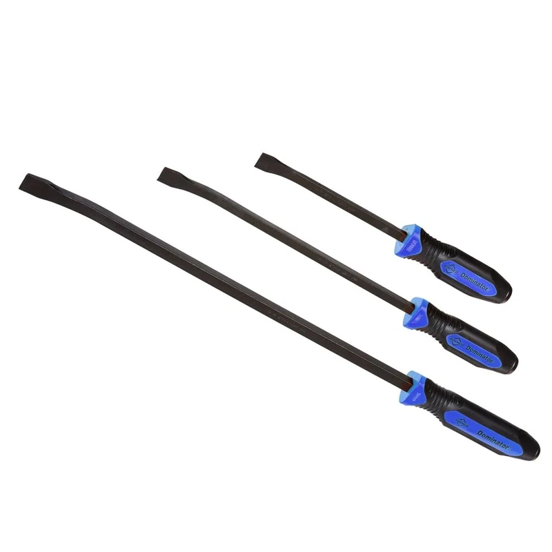 Mayhew Tools 14071BL Dominator Pro 3-Piece Pry Bar Set, 12", 17" & 25" Curved Pry Bars, Blue