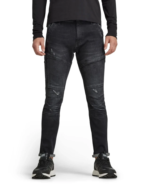 G-STAR Men's Rackam 3D Skinny Fit Jeans, Medium Aged Grey Destroyed, 34W x 32L