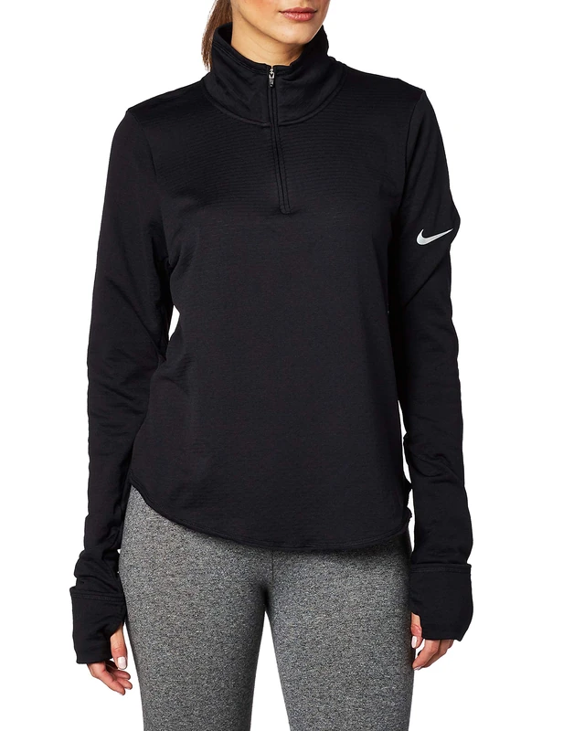 Nike W Nk SPHR Elmnt Top Hz Long Sleeved T-Shirt - Black/(Reflective Silver), M