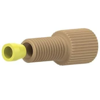 Idex Flangeless Fitting, Standard Knurl, Natural PEEK, 1/8inch OD Tubing, 1/4-28 Flat-Bottom; 10/PK