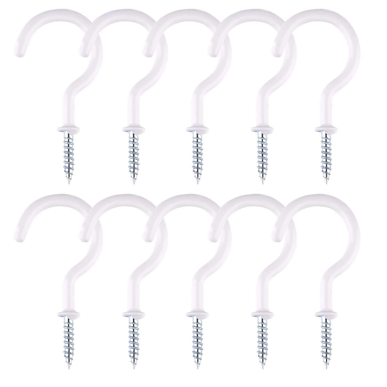 TUPARKA 10 Pcs Ceiling Hooks Heavy Duty Plant Hooks Screw Hook for Bathroom Kitchen Garden Ceiling Hanging,2 Inches,White