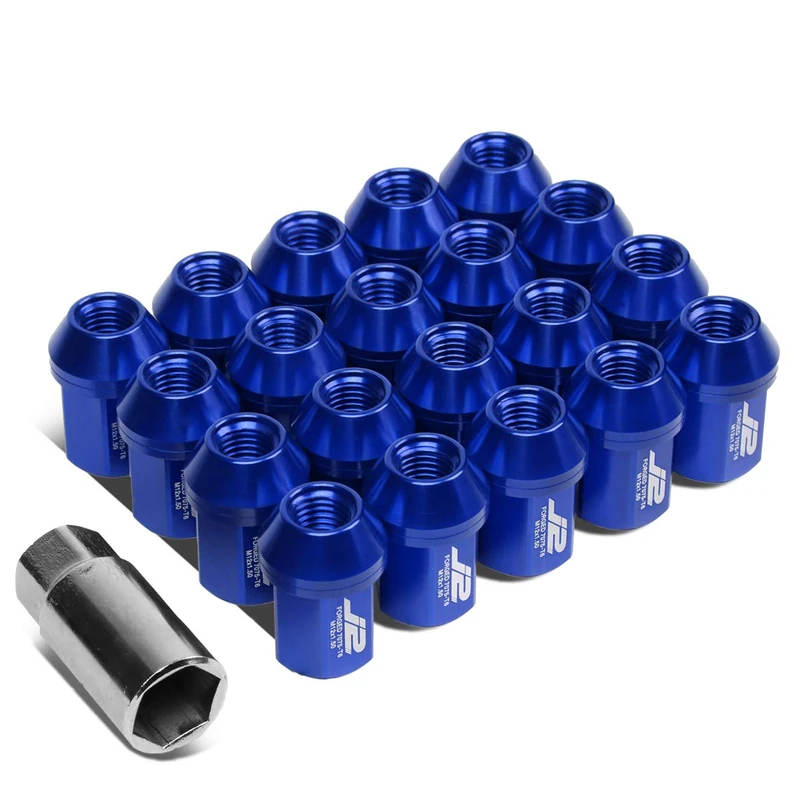 J2 Engineering 7075 Aluminum Blue M12 x 1.5 20Pcs L: 35mm Close End Lug Nut w/Socket Adapter