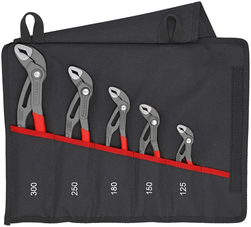 KNIPEX 5 Pc Pliers Cobra Set in Tool Roll, Black
