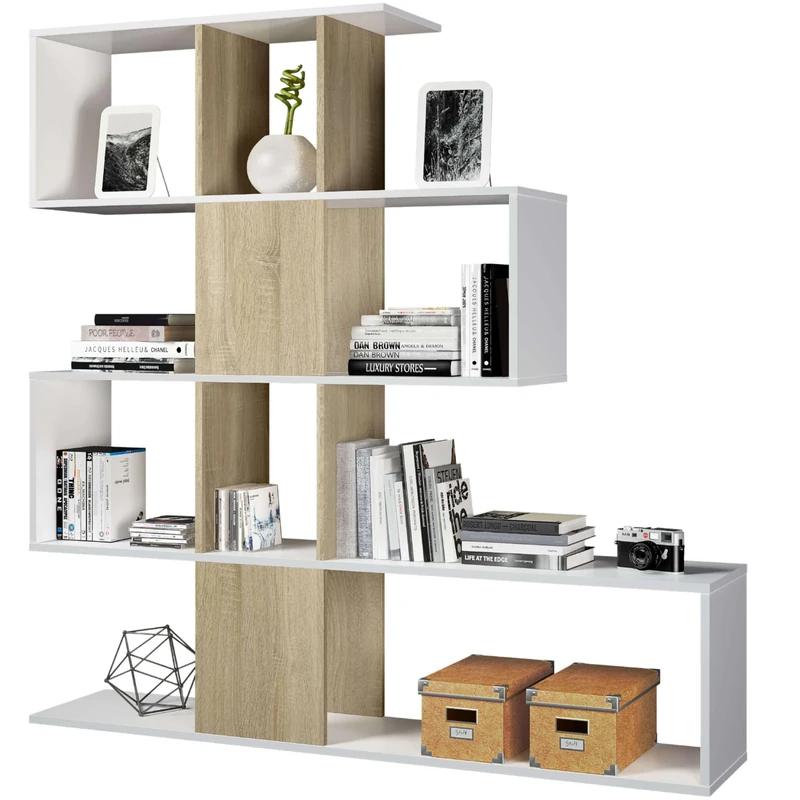 13Casa Kafka S02 Bookcase, Rovere/White, 145 x 29 x 145 - Image 1
