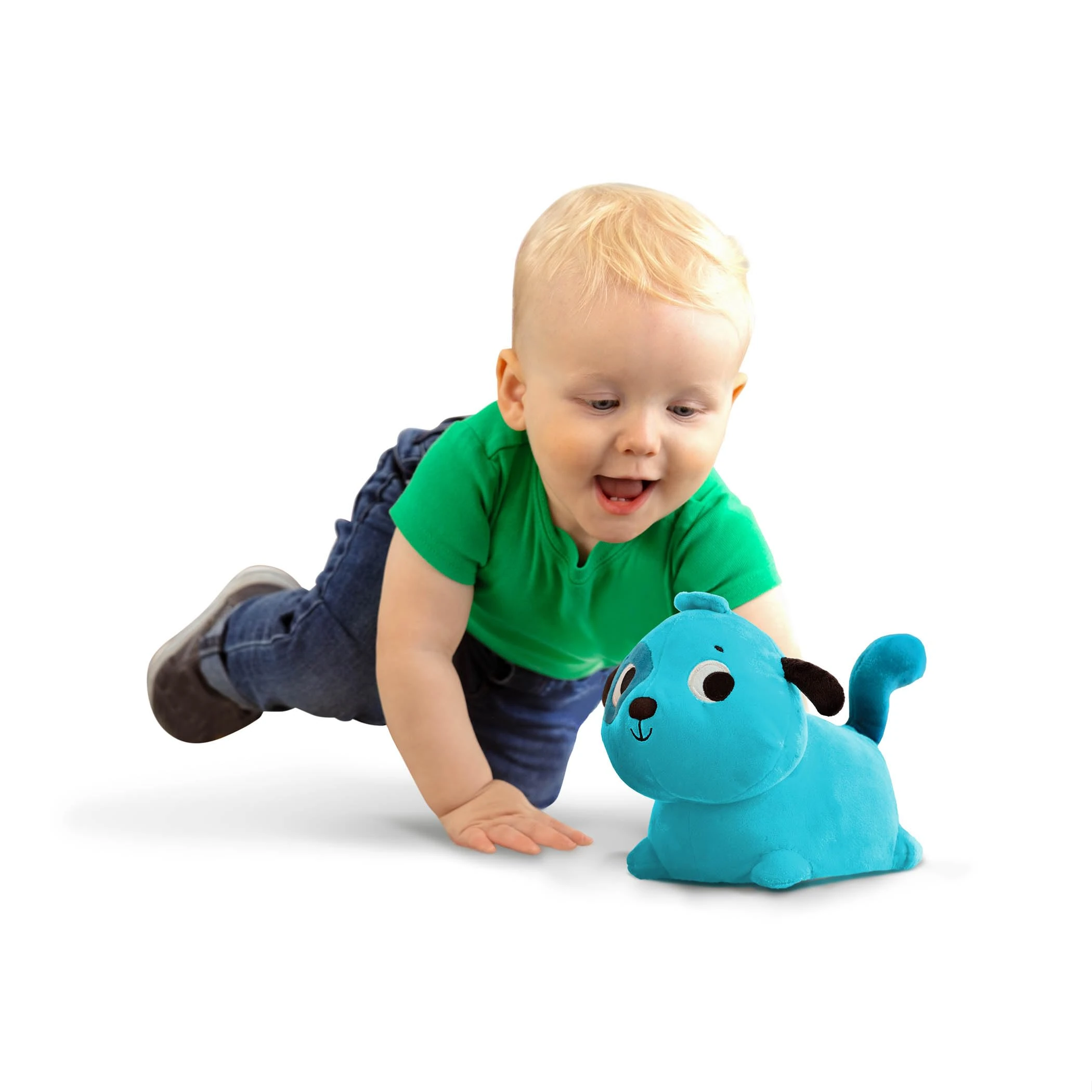B. toys – Plush Crawling Toy Dog – Interactive Dog – Stuffed Animal – Washable Tummy Time Barking Toy with Movement & Sounds for Babies, Toddlers – 1 Year +