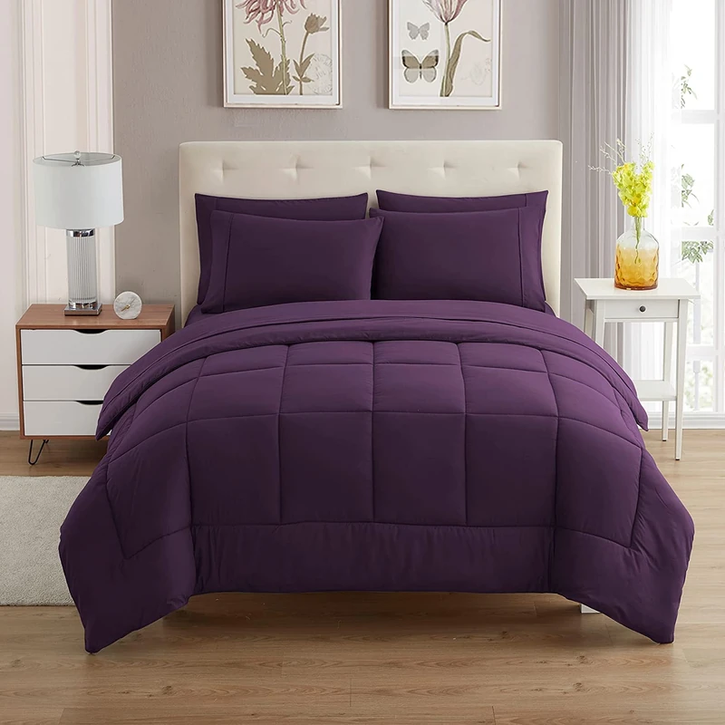 Sweet Home Collection Ultra Soft Down Alternative Set & Luxurious Bed Sheets, Polyester, Purple, Twin XL