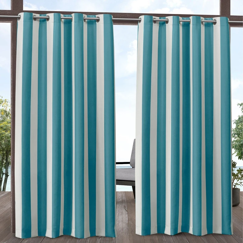Exclusive Home Curtains Panel Pair, Fabric, Teal/White, 54x108