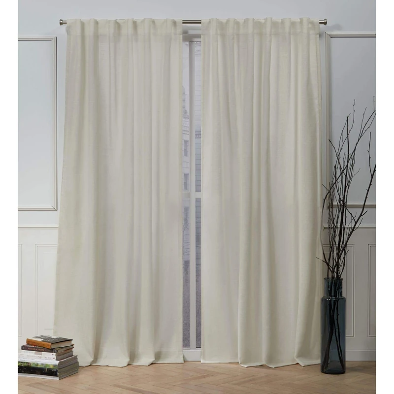 Nicole Miller Faux Linen Slub Textured Hidden Tab Top Curtain Panel Pair, Linen, 54x96, 2 Panels