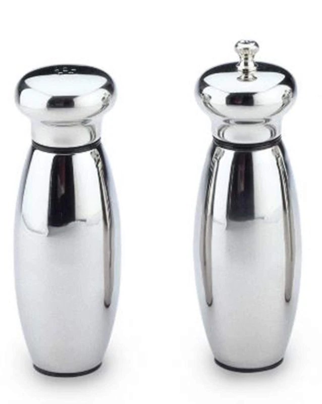 Grunwerg Gmill 2 Piece Pepper Mill & Salt Shaker, Stainless Steel, Mirror Finish, 15cm