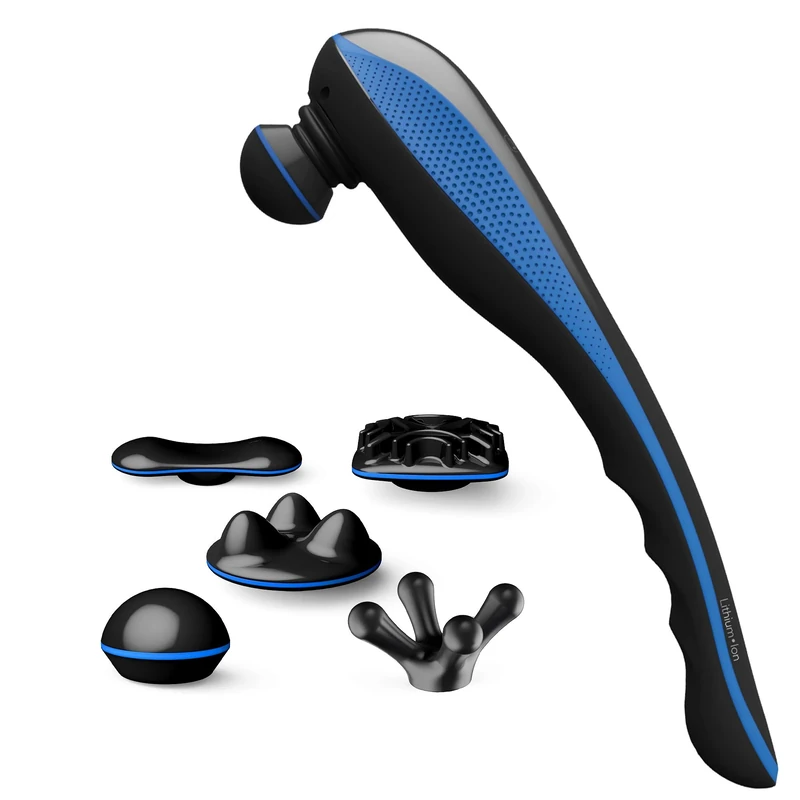 Wahl Massager Cordless Deep Tissue Massager, Cordless Massage, Adjustable Speed Settings, Percussion Massagers, Five Massaging Attachments, Release Muscle Knots, Improves Blood Circulation,Black/Blue - Image 1