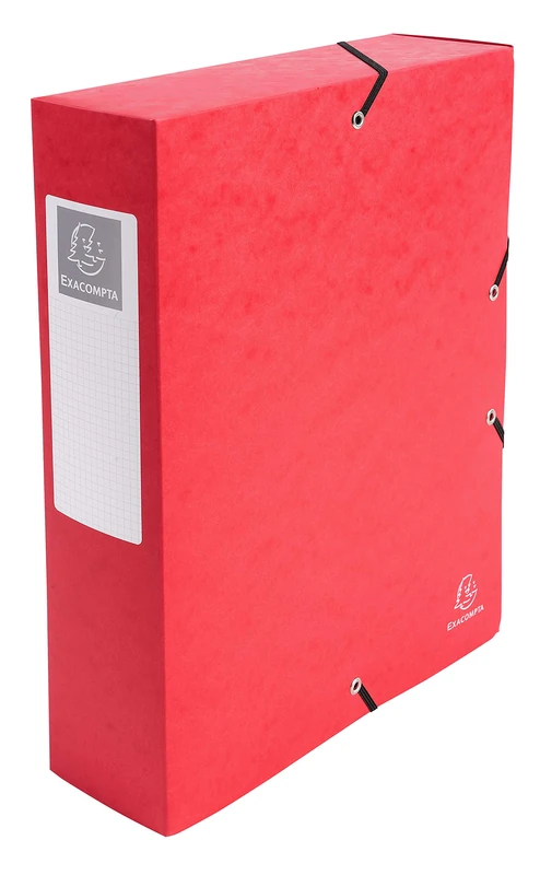 Exacompta - Ref. 50835E - 6 Exabox filing boxes with rubber bands - in 600g/m2 glossy card - Spine 8 cm - dimensions 25 x 33 cm - for A4 documents - red color - delivered assembled
