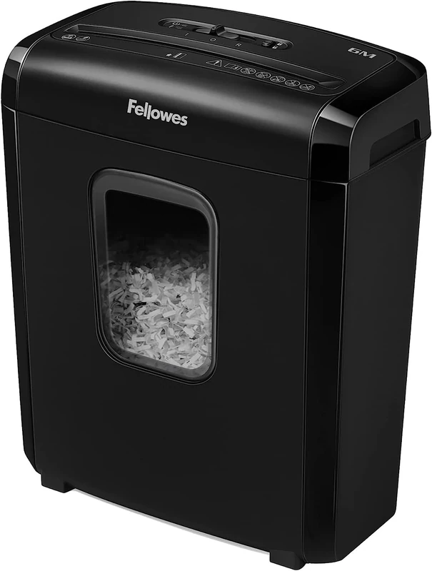 Fellowes Powershred 6M Document Shredder Paper Cut Mini-Cut Document Shredder, Security DIN P-4, 6 Sheets, Clips, Paper Clips, Credit Cards, 13L Bin, Security Lock