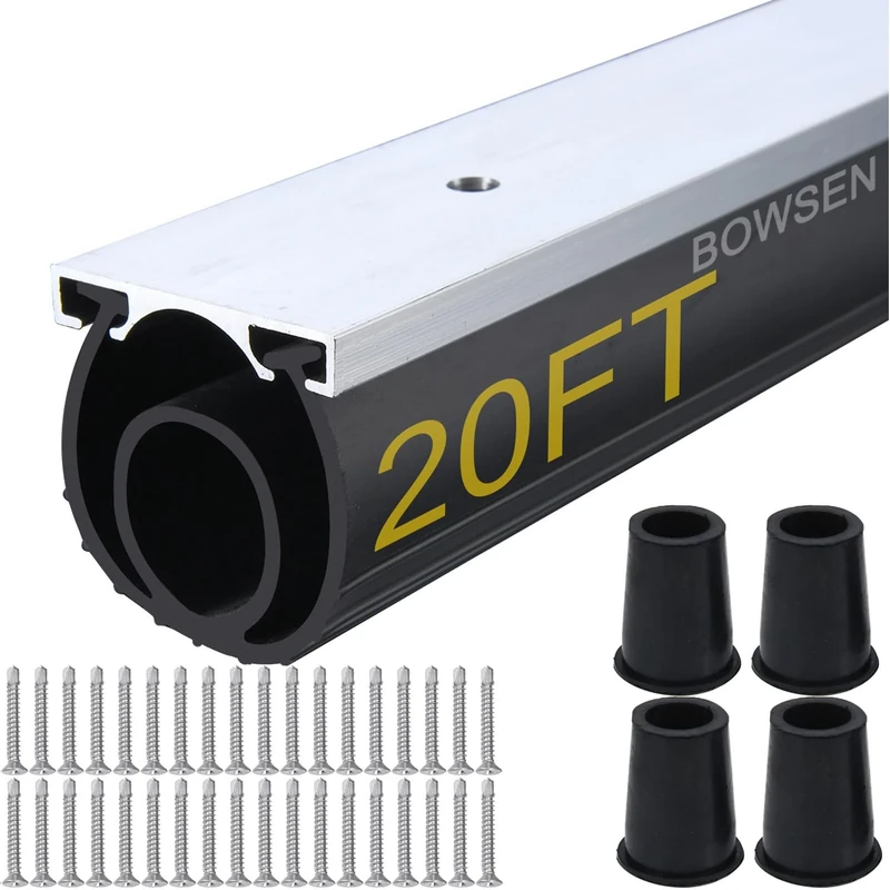 BOWSEN Heavy-Duty U+O Ring Universal Garage Door Bottom Seals Weatherstrip Weather Stripping Rubber with Aluminum Track Retainer Kit, Black (20FT, 1-5/8" Width)
