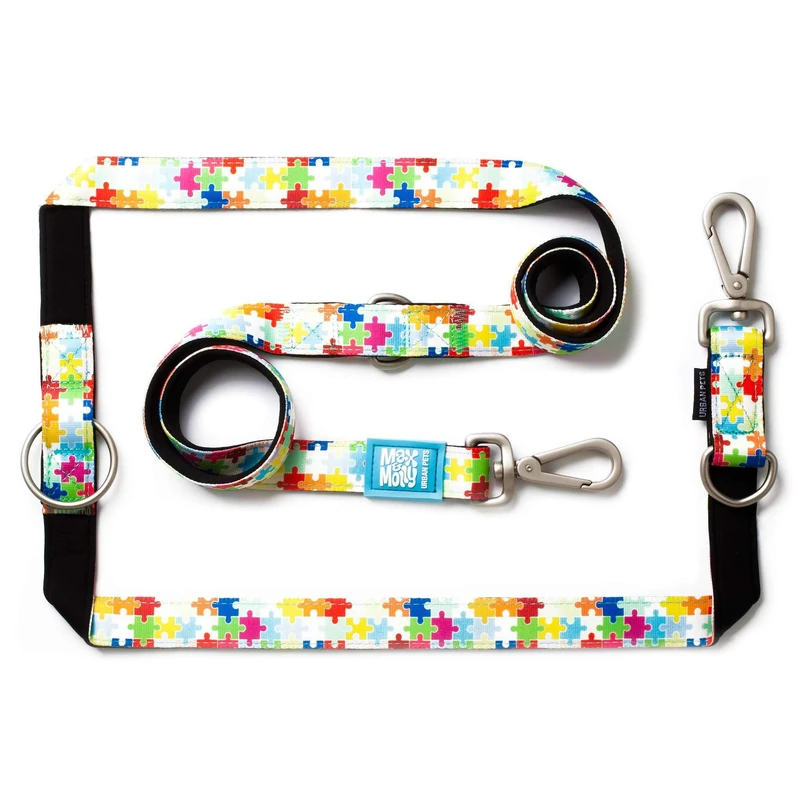 Max & Molly 6-in-1 Hands Free Multi-Function Dog Leash, Ultra Soft Padded Neoprene, Puzzle L (181012)