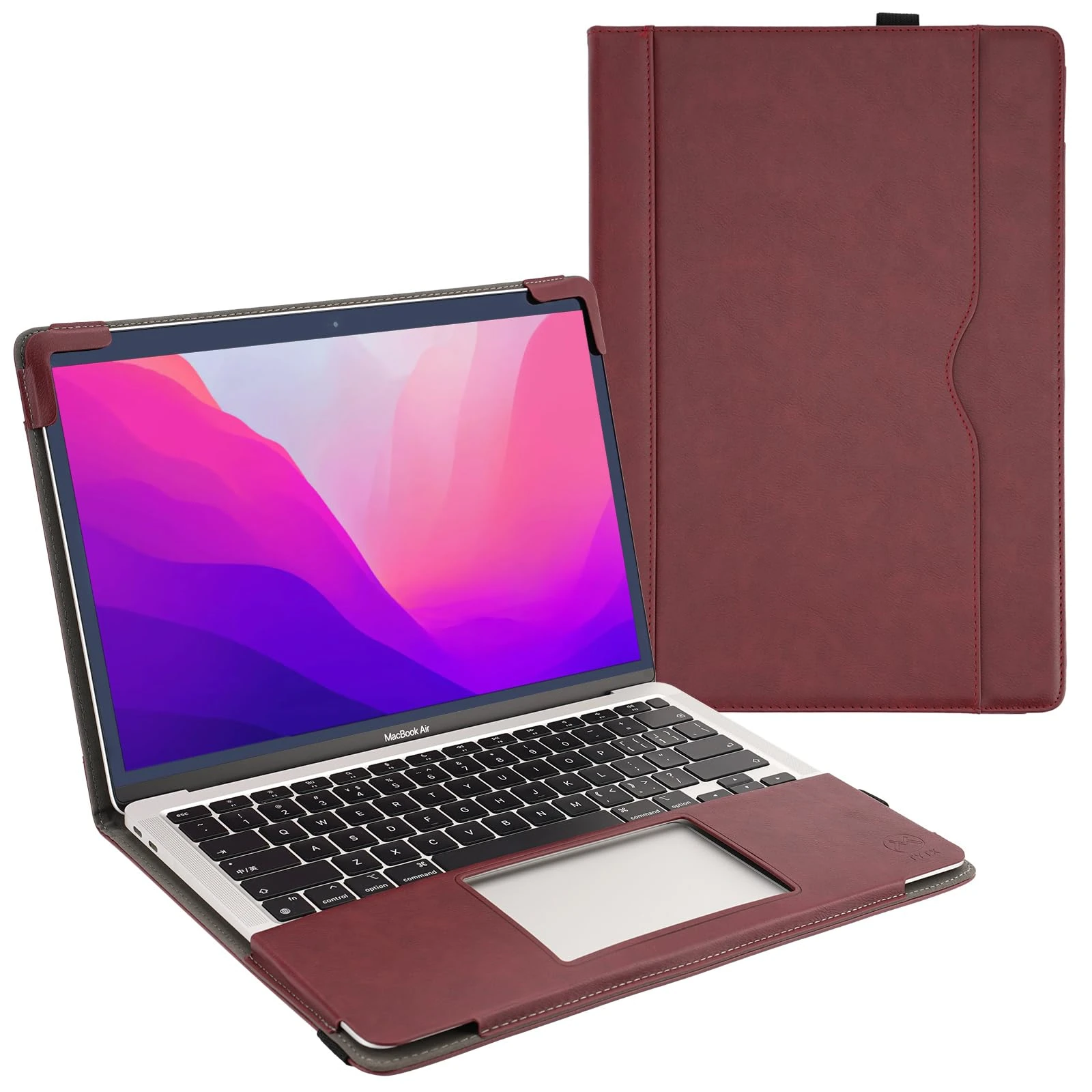 TYTX Leather Case Compatible with NEW MacBook Pro 13 Inch M2 M1 A2338 A2289 A2251 A2159 A1989 A1706 A1708 2021 2020-2016 Release,Leather Laptop Case Protective Folio Book Cover, Wine Red