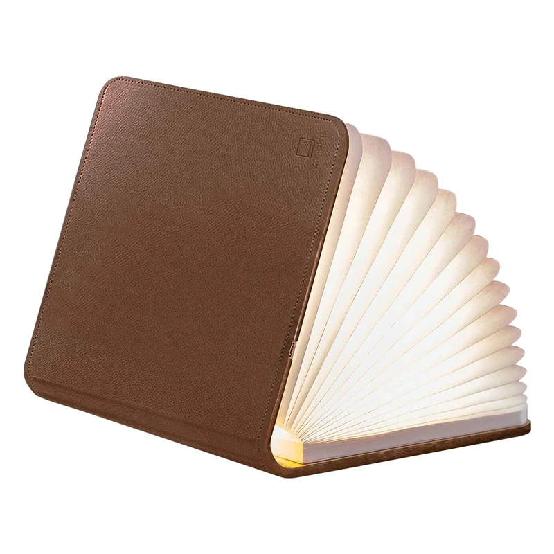 Gingko Smart Book LED Portable Desk Light, Vegan-Friendly Fibre Leather, Rechargeable with USB Cable Included, Tearproof and Water Resistant Tyvek Paper (Leather Finishing) (Mini, Black Leather)