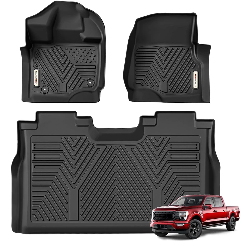YITAMOTOR Floor Mats for F150, Custom Fit Floor Liners for 2015-2020 Ford F-150 SuperCrew Cab, 1st & 2nd Row All Weather Protection