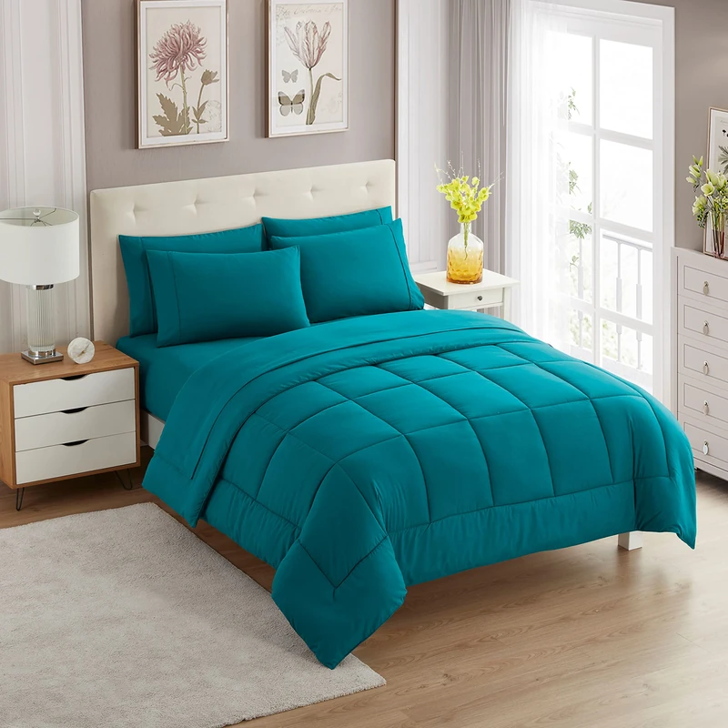Sweet Home Collection Ultra Soft Down Alternative Set & Luxurious Bed Sheets, Fine Double Brushed Microfiber, Teal, Queen