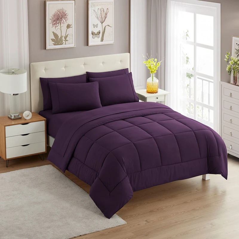 Sweet Home Collection Ultra Soft Down Alternative Set & Luxurious Bed Sheets, Polyester, Purple, Full