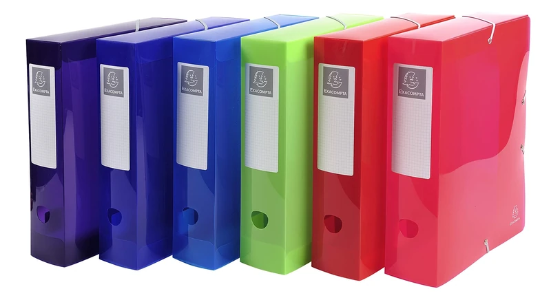 Exacompta - Ref 59680E - Iderama Collection - PP Elasticated Filing Box - 250 x 330mm in Size, Suitable for A4 Documents, 80mm Spine - Assorted Colours (Pack of 8)