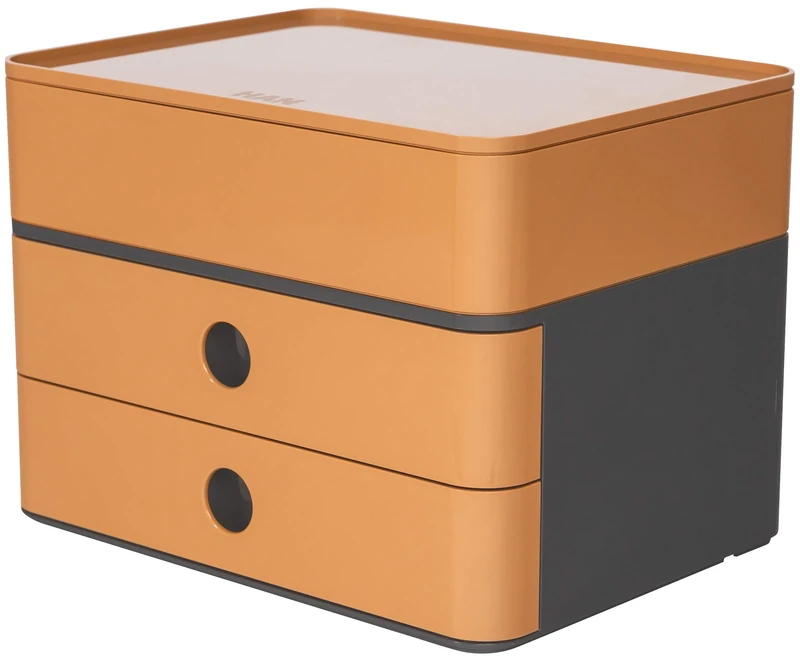 Han 1100-83 ALLISON SMART-BOX PLUS, Drawer Box with 2 Drawers and Utensil Box, Caramel Brown