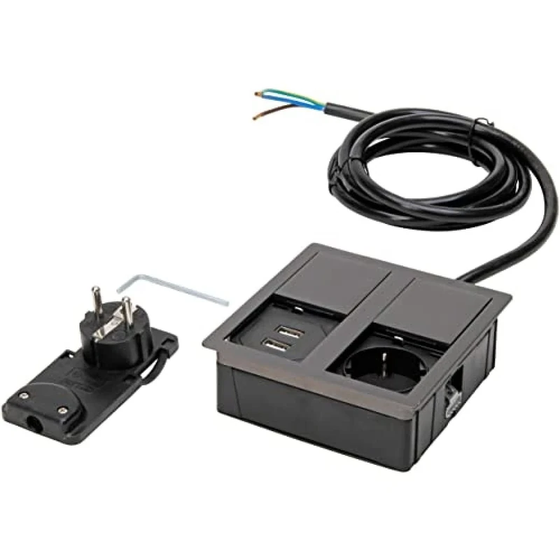 Kopp 939648018 ASA recessed Socket Built, Pewter Look, Steckdose + 2 USB