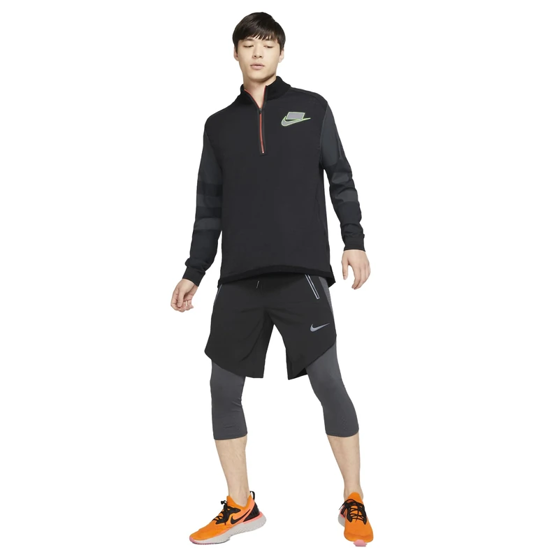 Nike M Nk Wild Run Midlayer Long Sleeved T-Shirt - Black/Off Noir/Reflective Silver, Small