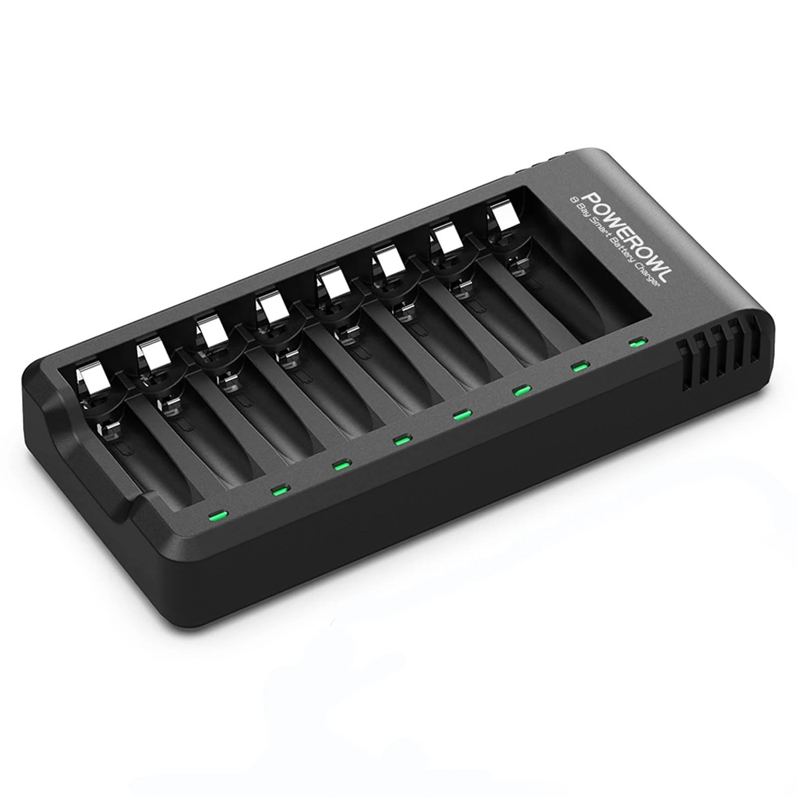 POWEROWL 8 Bay AA AAA Battery Charger (USB High-Speed Charging, Independent Slot) for Ni-MH Rechargeable Batteries (No Adapter)