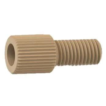 Idex Super Flangeless Nut, Standard Knurl, Natural PEEK, 1/32inch or 1/16inch OD Tubing, 1/4-28 Flat Bottom; 10/PK