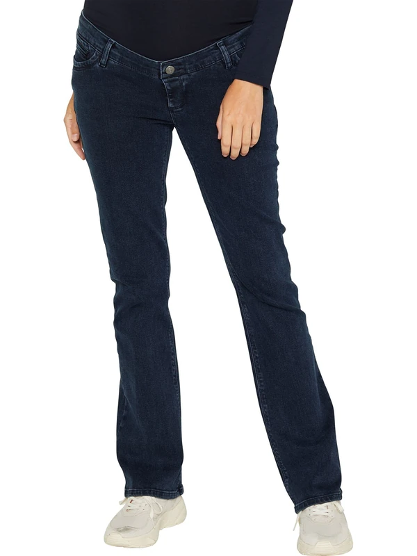 ESPRIT Maternity Women's Pants Denim OTB Bootcut Jeans, Blue (Darkwash 910), One Size (Manufacturer Size: 34/32) - Image 1