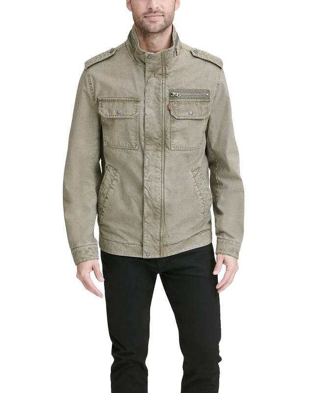 Levi's Men's Washed Cotton Military Jacket (Regular & Big & Tall Sizes) Lightweight, Light Olive Unfilled, M