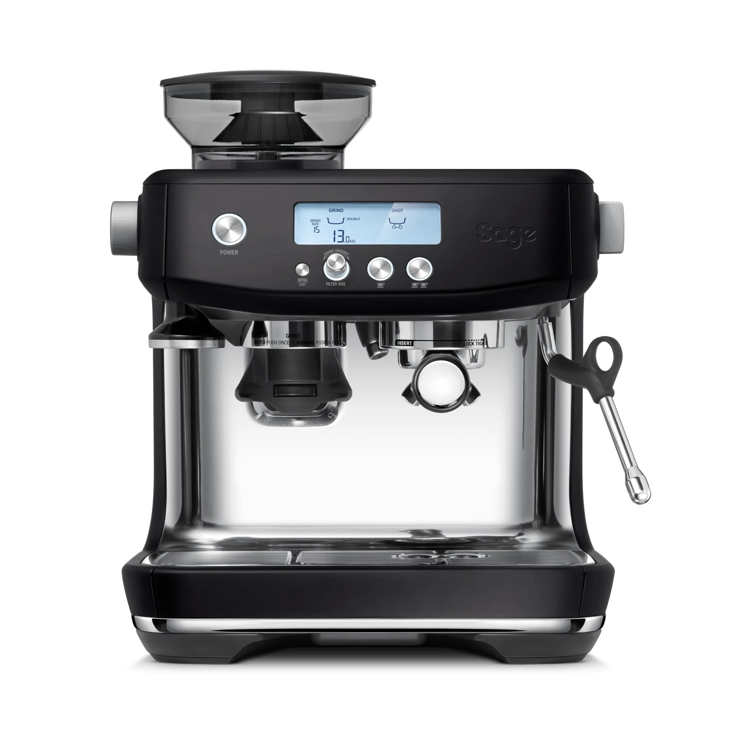 Sage - The Barista Pro, Bean to Cup Coffee Machine with Grinder and Milk Frother, Black Truffle