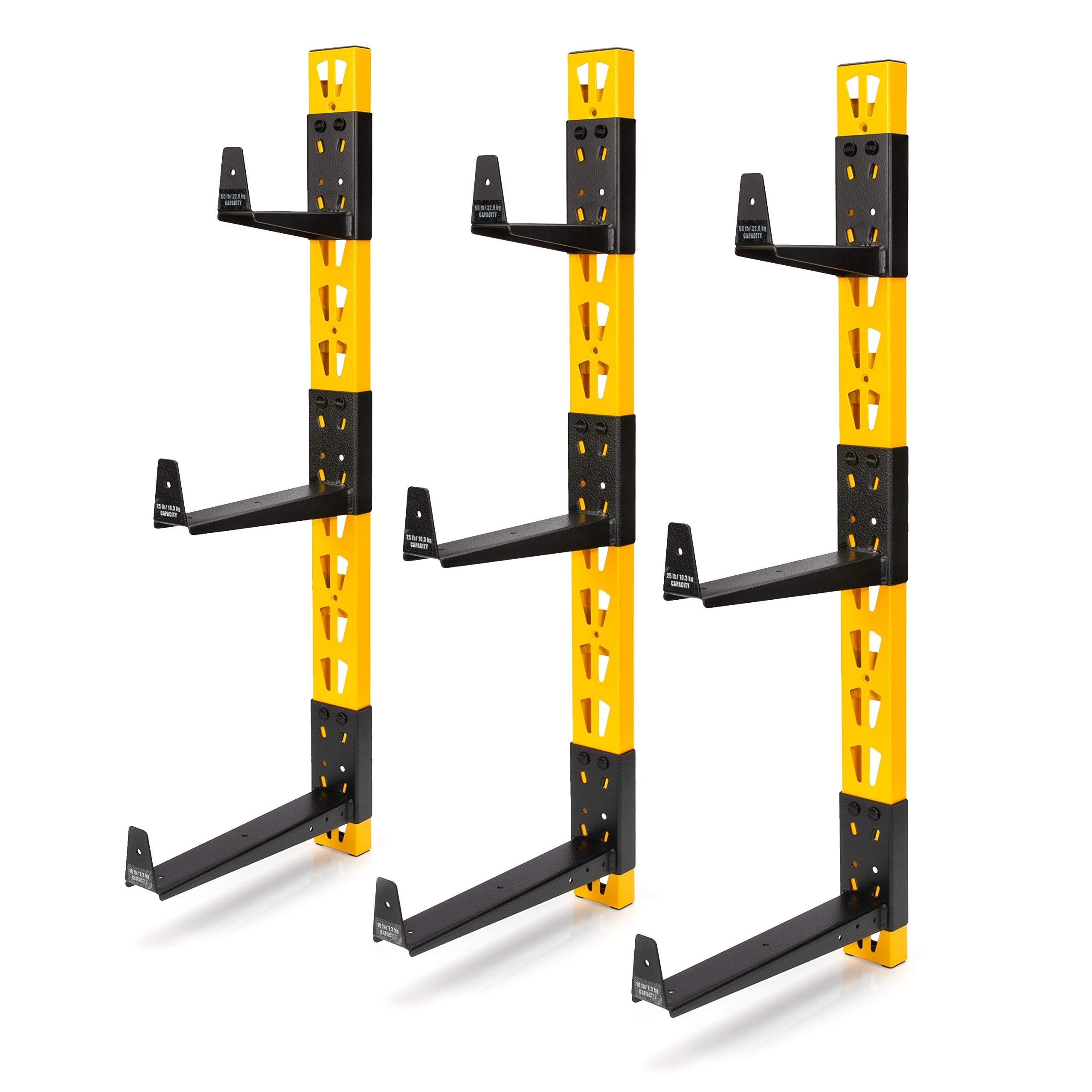 DEWALT DXSTACLR - 3PC WALL MOUNT CANTILEVER RACK, yellow