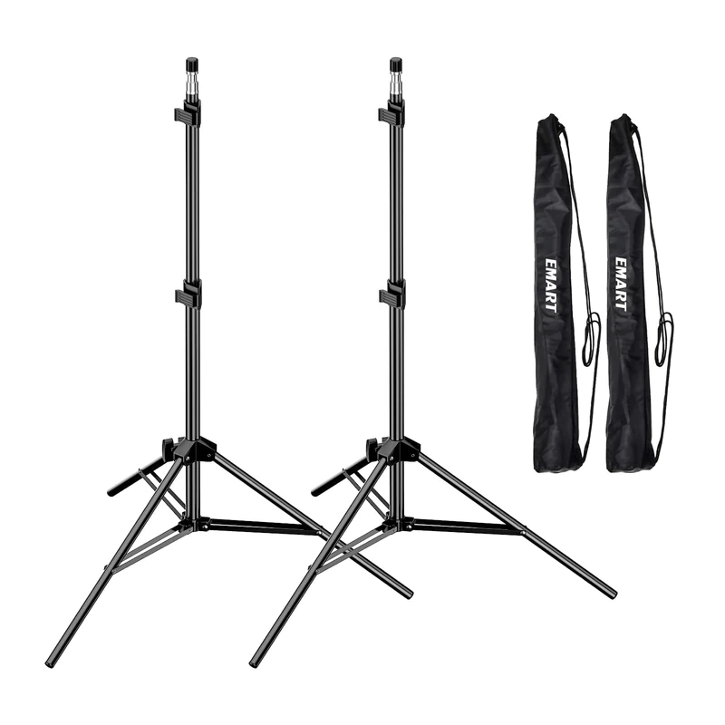 EMART Light Stands 7ft (2.1m) Aluminum Photography Tripod Stand 2 Pack with Case, Portable Photo Studio Support for Softbox, Umbrella, Video Shooting, Speedlight, Flash