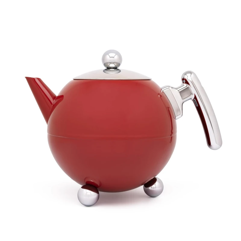 Bredemeijer Teapot Duet Bella Ronde 1.2L, Red Chrome, Chromium Fittings