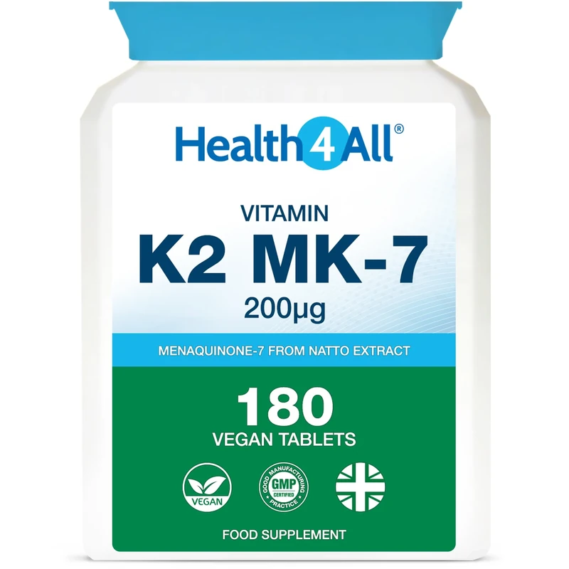 Health4All Vitamin K2 MK7 200mcg - 180 Tablets, 6-Month Supply