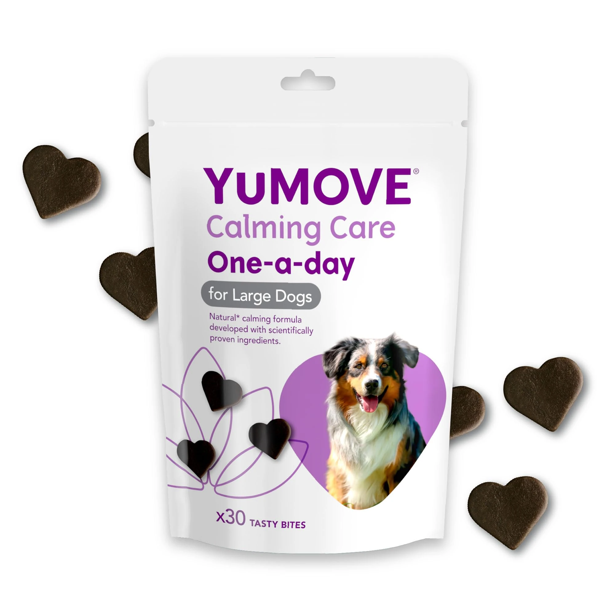 YuMOVE Calming Care Tasty Treats Dog Supplements, Anxiety Relief Calming Tablets for Dogs who are Stressed or Nervous, Large Dogs, 30 Chews - 1 Month Supply