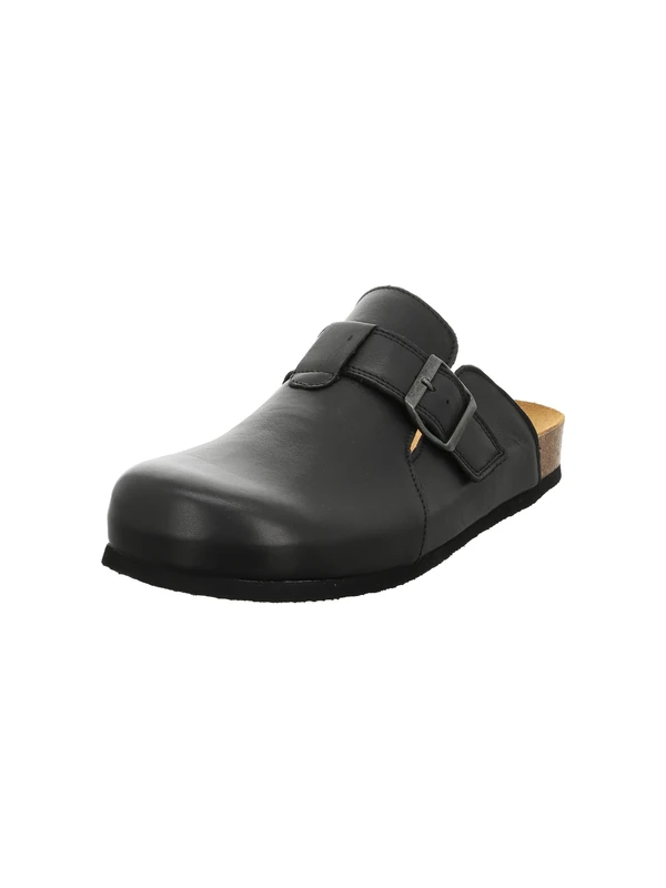 THINK! Herren WOLFI chromfrei gegerbte nachhaltige Pantolette, Schwarz 0000