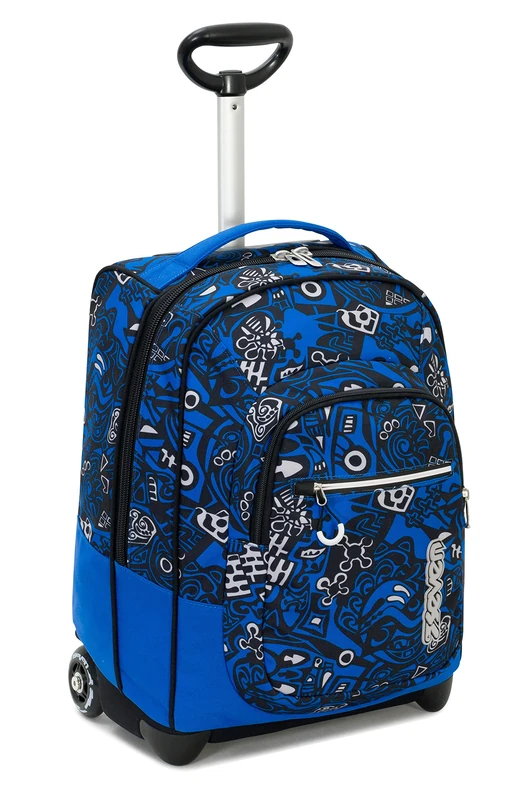 Seven Rolling backpack, FIT NOONGAR, Wheeled Book Bag, 2 in 1, Backpack + Trolley, for Teen, Girls&Boys, For School, Sport, Free Time, Laptop Sleeve, Italian Design, blue