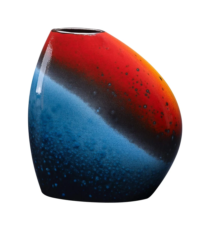 Poole Pottery Flare Asymmetrical Bean Vase - Contrasting & Contemporary - Hand Crafted English Earthenware Clay - Striking Statement Pieces - Office, Living Room, Dining Room Decoration - Gift Boxed