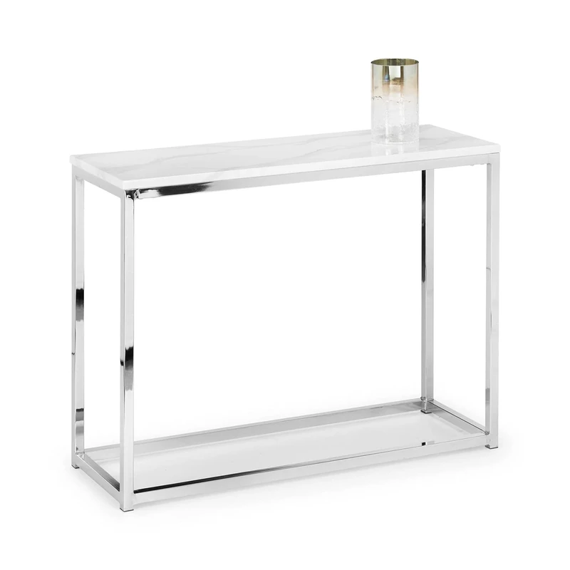 Julian Bowen Scala Console Table - White Marble & Chrome Tables