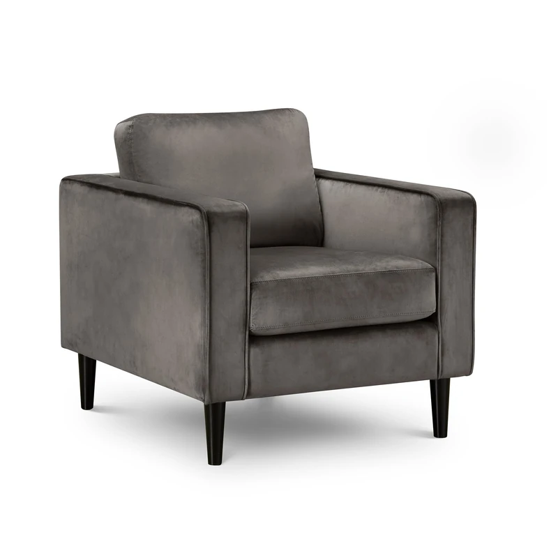 Julian Bowen Hayward Chair - Grey Velvet Arm Chairs