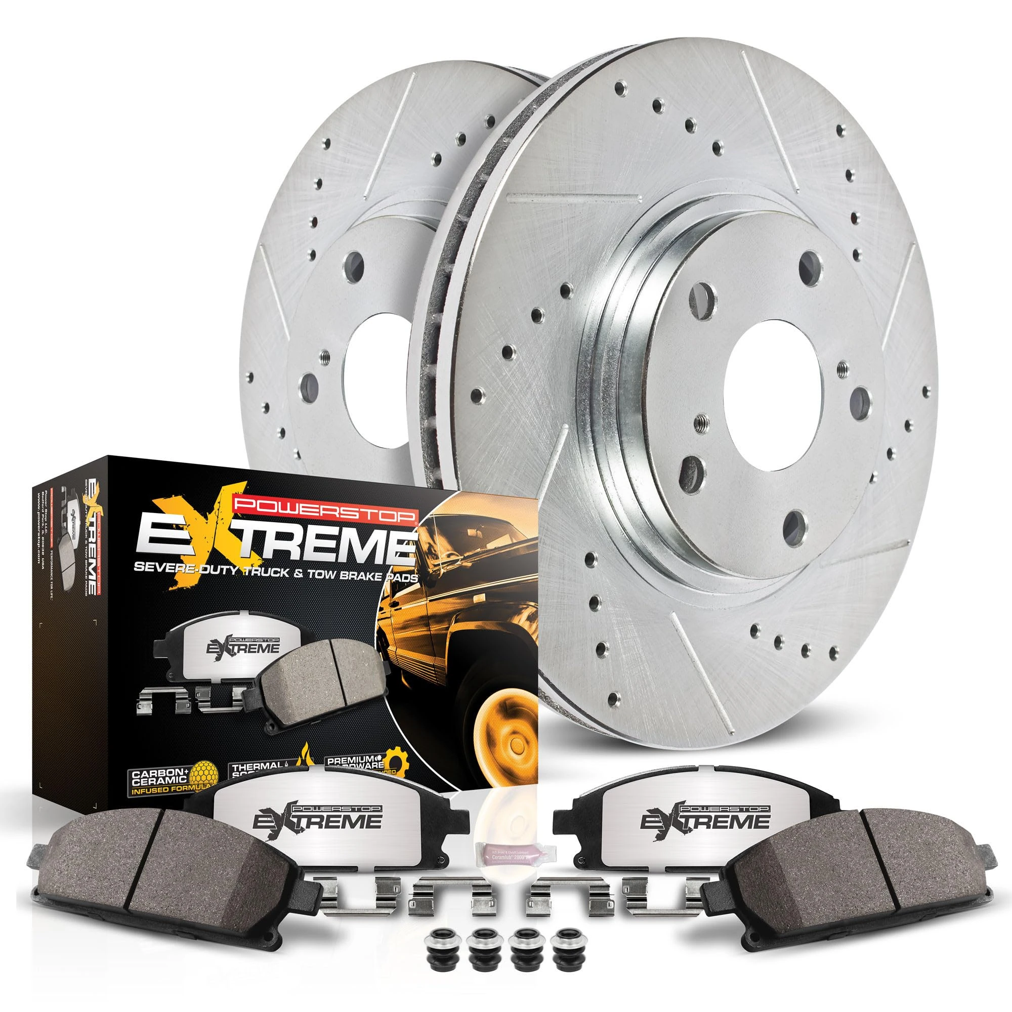 Power Stop K8030-36 Rear Z36 Truck & Tow Carbon Fiber-Ceramic Brake Pads with Hardware