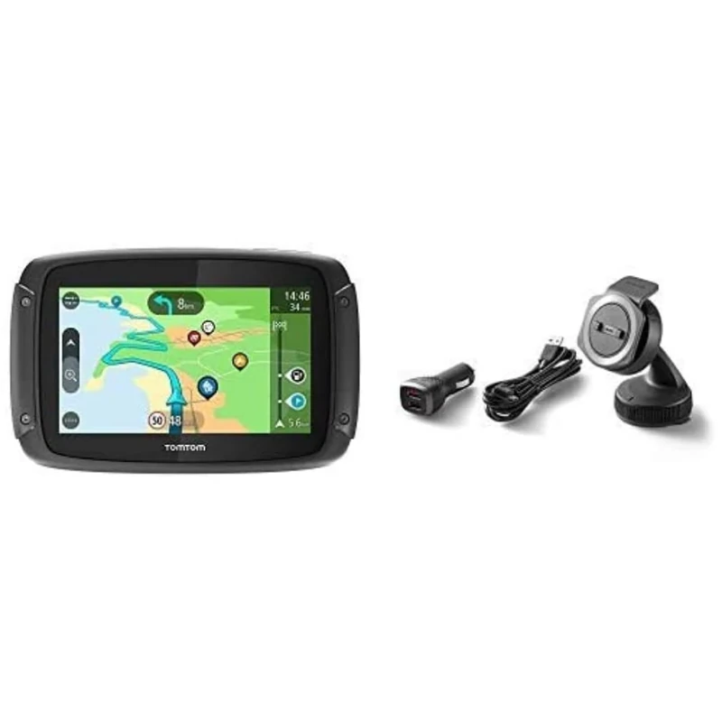 TomTom Motorcycle Sat Nav Rider 50, 4.3 Inch with Car Mount for TomTom Rider Motorcycle Navigation
