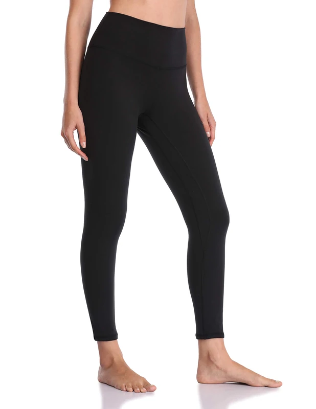 YUNOGA Women's Ultra Soft High Waisted Seamless Leggings Tummy Control Yoga Pants - Black - XL