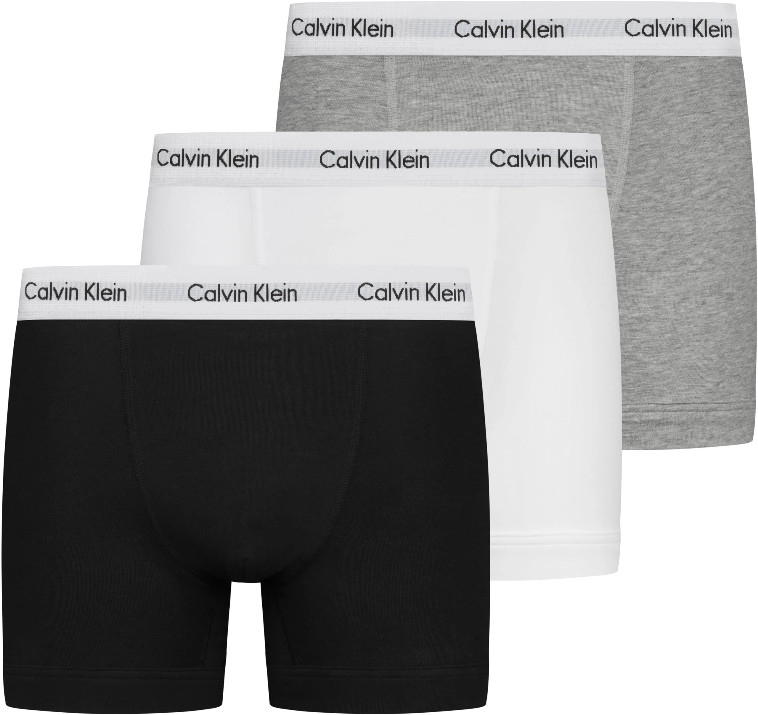 Calvin Klein Men’s 3 Pack Trunks, Multicolour (Black/White/Grey Heather), XS