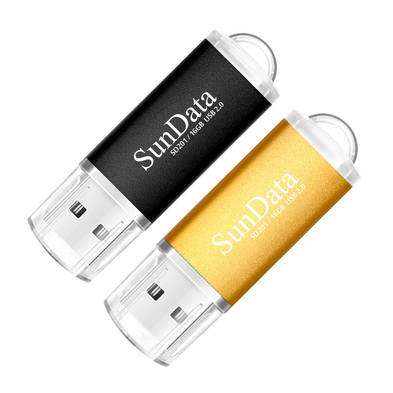 SunData 16GB USB Flash Drive 2Pack 16GB USB 2.0 Memory Stick Thumb Drives Pen Drive USB Stick for Data Storage with LED Light(2 Colors: Black Gold)